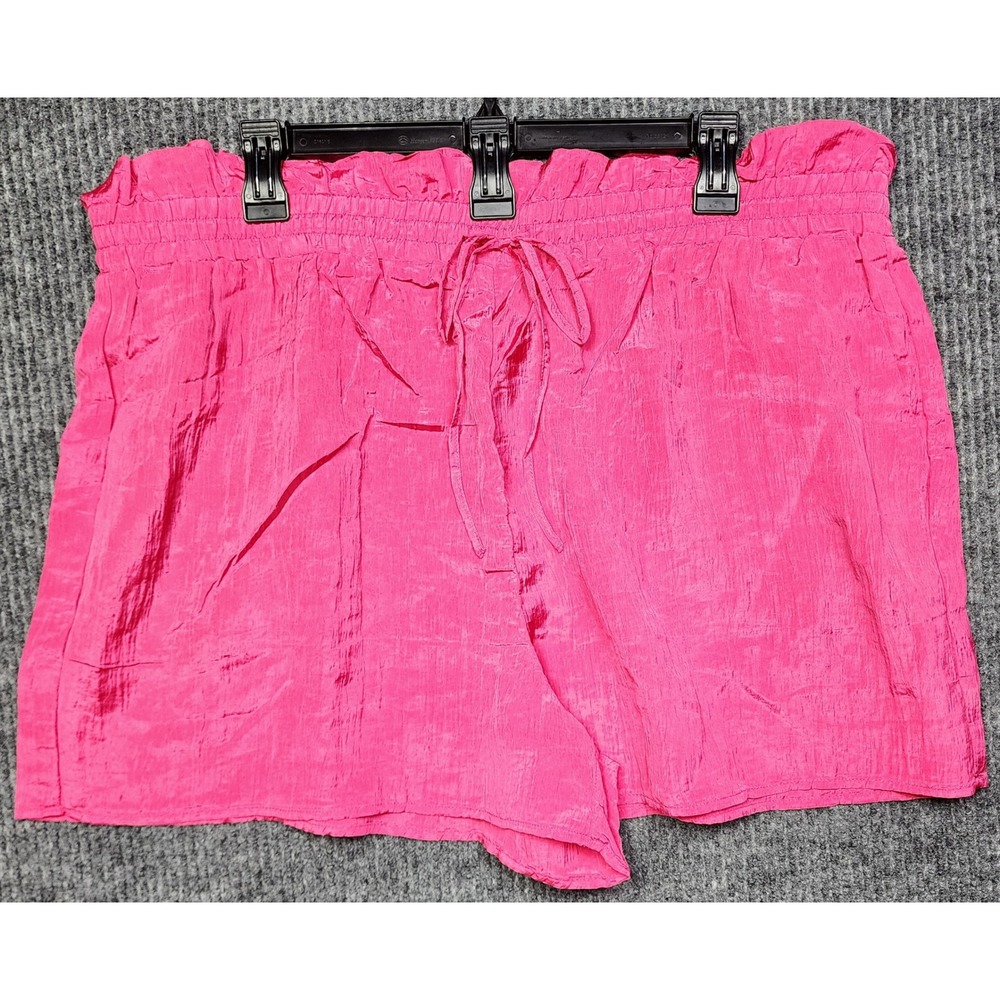 Express Hot Pink Crinkle Paperbag Waist Shorts XL NWT Drawstring
